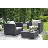 KETER Allibert Salta Balkonmöbel Set in Anthrazit – Stilvolle Rattan-Optik für Garten & Balkon - Grau