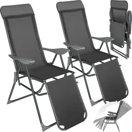 Tectake 2er Set Gartenstuhl Jana 146,5 x 59 x 117,5 cm dunkelgrau