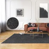 Paco Home Teppich Wohnzimmer Schlafzimmer Kurzflor Waschbar Melierte Optik Einfarbig Weich 160x220 cm, Anthrazit