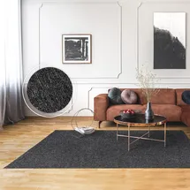 Paco Home Teppich Wohnzimmer Schlafzimmer Kurzflor Waschbar Melierte Optik Einfarbig Weich 160x220 cm, Anthrazit