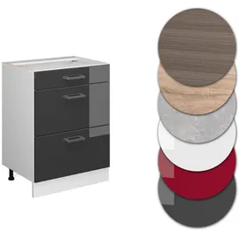 Vicco Küchenunterschrank R-Line 60 cm Weiß, Anthrazit Schublade