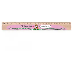 25 cm Holzlineal | Bedrucktes Ich liebe dich - Frau | Metrie