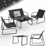 Juskys Gartenmöbelset Genua 4-tlg. – Outdoor Sitzgruppe für Balkon & Garten in Anthrazit - aus Metall