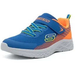 SKECHERS Boys Sneaker, Royal Textile Synthetic Orange Trim, 32