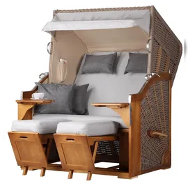 Mr. Deko bene,iving Strandkorb Komplettset Schleswig Pinie Zweisitzer PE mokka Modell 559