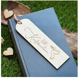 Spruchreif Lesezeichen Holz mit Gravur Lederband Beige