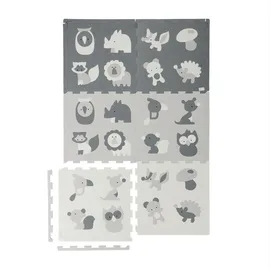 Relaxdays Relaxdays, Puzzlematte Tiere Anthrazit,Weiß,Grau