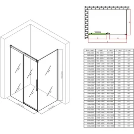 doporro Duschkabine Schwarz 90x150x195cm Eckdusche Rechts-oder Linkseinstieg ESG-Sicherheitsglas Klarglas Soft-Close inkl. Nano-Beschichtung Rav12K