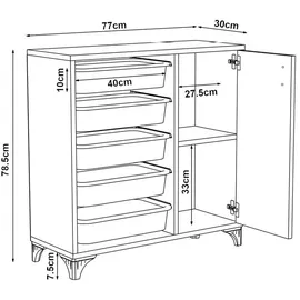 [en.casa] Beistellschrank Aurland mit Ablagekörben 78,5x77x30cm Anthrazit