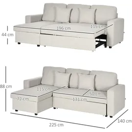 Homcom Ecksofa Leinen, Eukalyptusholz