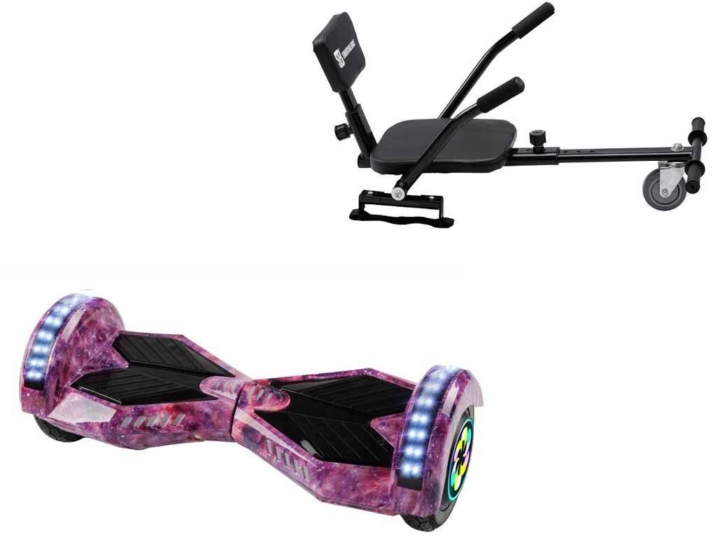 8 Zoll Hoverboard mit Comfort Sitz, Transformers Galaxy Pink PRO, Standard Reichweite und Schwarz Comfort Sitz, Smart Balance
