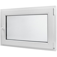 BRAVO Kunststofffenster Kunststoff Fenster Dreh/Kipp 90x60cm Anschlagrichtung Rechts mit Griff, (1 St) weiß
