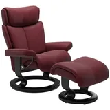 STRESSLESS Sessel mit Hocker Magic Classic Leder Rot Batick Bordeaux M (Medium)
