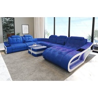 Sofa Dreams Wohnlandschaft Polstersofa Stoff Sofa Elegante S - XXL Form Stoffsofa, wahlweise mit Bettfunktion blau