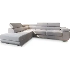 masseno Ecksofa APIRO L-S mit Schlaffunktion L-Form, Sofa mit Bettkasten, Wohnzimmersofa, Couch, Soffa, Bettsofa, Couchgarnitur- Creme, Kordstoff