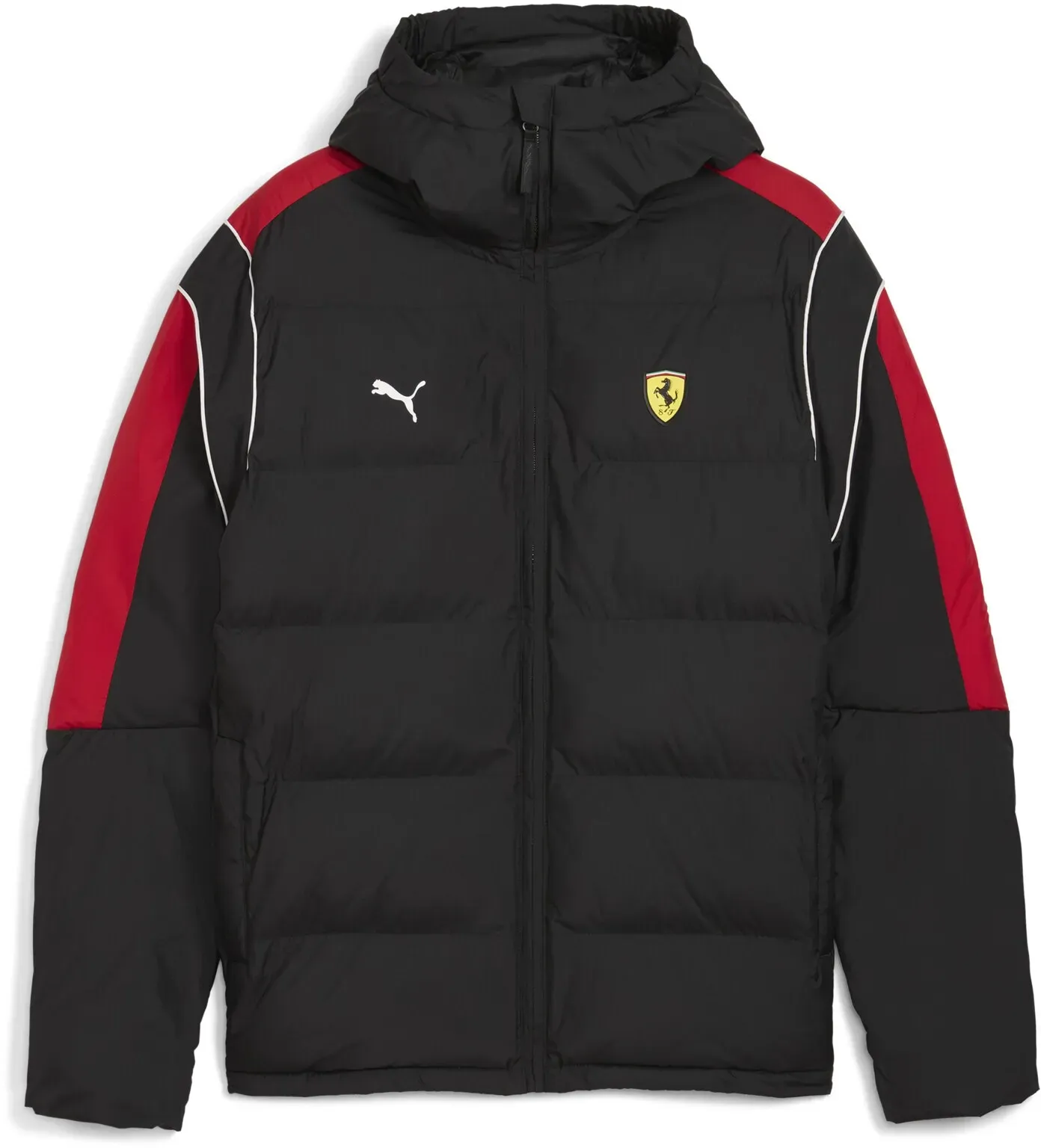 Outdoorjacke PUMA "Scuderia Ferrari MT7 Pufferjacke Herren", Damen, Gr. XXL, schwarz, Obermaterial: 100% Polyester; Futter: 100% Polyester; Taschenfutter: 100% Polyester; Füllung: 100% Polyester; Kapuze: 100% Polyester; Einsatz: 100% Polyester, Jacken Outdoorjacke