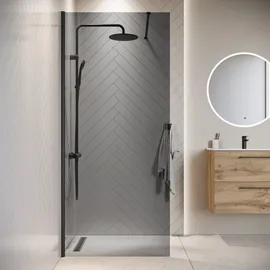 Badplaats Rizani Walk-In-Dusche 70 x 200 cm Schwarz getönt