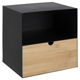 AC Design Furniture Jeppe Nachttisch, H: 30 x B: 30 x T: 25 cm, Schwarz, Metall/Bambus, 1 Stk.