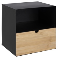 AC Design Furniture Jeppe Nachttisch, H: 30 x B: 30 x T: 25 cm, Schwarz, Metall/Bambus, 1 Stk.