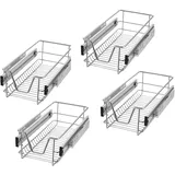 SUBTLETY 4 Stück Teleskopschublade Küchenschrank Organizer zum Herausziehen Küchenschublade Korbauszug mit Führungsschienen Ausziehbare Schrankauszug für 27cm Innenbreite/30cm Außenbreite Schrank