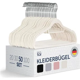Blumtal Kleiderbügel platzsparend mit Samtbezug - rutschfeste Premium Bügel inkl. Krawattenhalter, 360° drehbar, Elfenbein - Beige