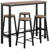 SoBuy Bartisch Set mit 2 Barhockern Holz Metall Natur Schwarz OGT22-SCH