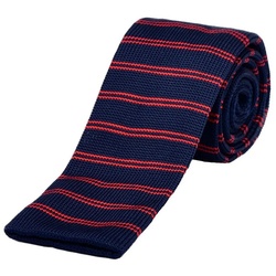 DonDon Krawatte schmale Krawatte 5 cm Wollkrawatte (Packung, 1-St) Strickkrawatte, Retro-Look, für Büro oder festliche Veranstaltungen blau|rot