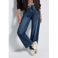 STREET ONE Damen 3715695 Wide Leg Jeans, mid Blue