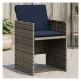 vidaXL Gartenstühle mit Kissen 4 Stk. Grau Poly Rattan