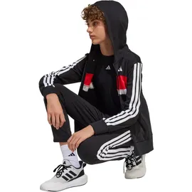 adidas Seasonal Essentials Tiberio 3-Streifen French Terry Jogginganzug Kinder JI6036 - black/white/pure ruby 128