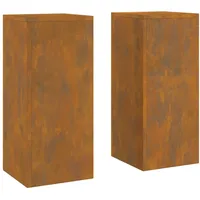 VidaXL Outdoor-Pflanzensäulen 2 Stk. 24x24x55 cm Cortenstahl