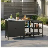 casa.pro Outdoorset Bolognano Standregal Schrank und Servierwagen Schwarz, matt casa.pro