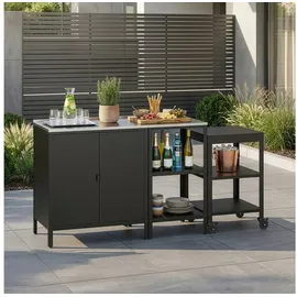 casa.pro Outdoorset Bolognano Standregal Schrank und Servierwagen Schwarz, matt casa.pro