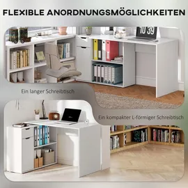 Homcom Eckschreibtisch 120 x 96 x 75 cm Weiß