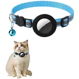 LIUZHUJ Sicherheitshalsband Katze, Reflektierend Katzen Halsbänder, Verstellbar Katzenhalsband mit Sicherheitsverschluss, Blau, Kitten Halsbänder mit Silikonhalterung, für Airtag-Tracker