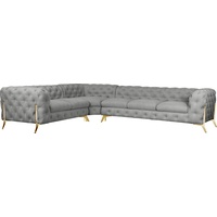Leonique Chesterfield-Sofa »Amaury L-Form«, großes Ecksofa, Chesterfield-Optik, Breite 323 cm, Fußfarbe wählbar silberfarben