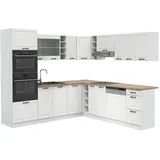 Vicco Eckküche R-Line Weiß Landhaus/Weiß 237 x 60 cm ohne Arbeitsplatte,