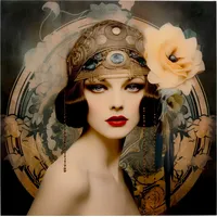 Kare Glasbild Muse Art Nouveau 100x100cm",
