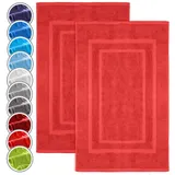 NatureMark Badematte 2er-Set Badvorleger 50x80cm, strapazierfähig, Baumwolle, rechteckig, Badematte 2-tlg., Duschmatte Duschvorleger, Premium Qualität, 50x80cm, Rot rot
