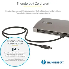 Startech Thunderbolt 4 Dock, 96W Power Delivery, Single 8K/Dual Monitor 4K 60Hz, 3xTB4/USB4 Ports/4xUSB-A/SD/GbE, Thunderbolt 4 Docking Station für Windows oder TB3 MacBook, 0.8m Kabel