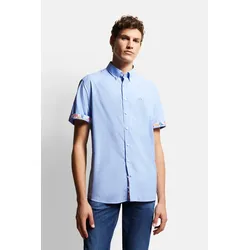 Kurzarmhemd BUGATTI, Herren, Gr. M, Normalgrößen, blau (hellblau), 100% Baumwolle, casual, normal, Kurzarm, Hemden, mit Button-Down-Kragen