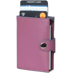 Mini Geldbörse MARGELISCH "noonyu single col.edge", lila (mauve, sky blau), Leder, casual, Kleinlederwaren, Farbkanten