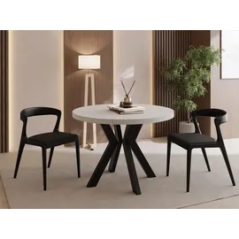 WFL GROUP Runder Esstisch 80 x 77 x 80 cm beige