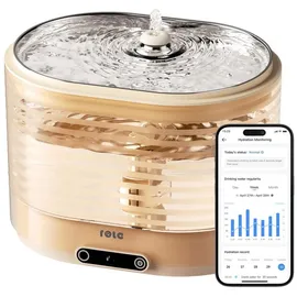 ENABOT Trinkbrunnen Katzen Trinkbrunnen Kabellos 2L Volumen Ultraleise mit Bewegungsmelder, 2L (64oz)Tank, Ultra-leise Pumpe, IOS 13 & Android 0.6 oder höher braun