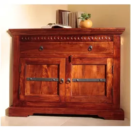 Massivmoebel24 Eckkommode 107 x 80 x 54 cm Nougat lackiert / Braun