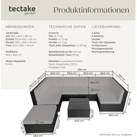 Tectake Venedig Rattan Lounge schwarz/grau