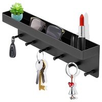 Lubgitsr Aufbewahrungskorb Schlüsselbrett mit Ablage, Modern Schlüsselboard Schwarz Selbstklebend (1 St) schwarz