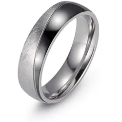 Trauring FIRETTI "Schmuck Geschenk "LIEBE" mit Vertiefung, ca. 7,0mm breit" Gr. 66, schwarz (edelstahlfarben, schwarz), Fingerringe, 66, Edelstahl, 7mm, mit Zirkonia (synth.)