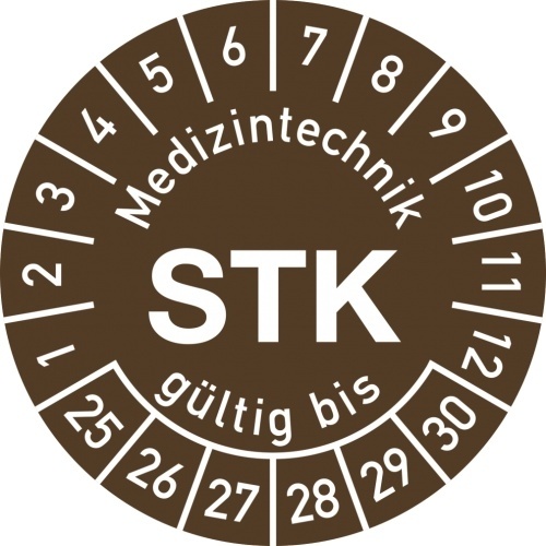 Dreifke® Prüfplakette Medizintechnik STK 2025-2030, Polyesterfolie, Ø 30 mm, 10 Stück/Bogen