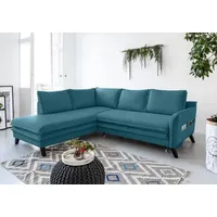 MIUFORM Charming Charlie - Ecksofa mit Bettfunktion und Bettkasten L-FORM LINKS - 234x200cm - Türkis - Sofa Schlafsofa Couch - Türkis